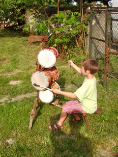 sculpture musicale argile et métal