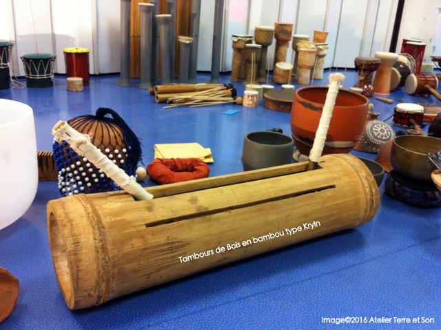 initiation rythme avec instruments de musique du monde tambour de bois