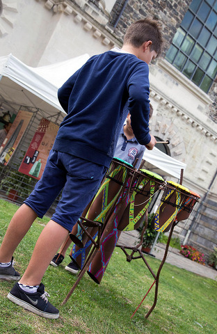 instrument de musique géant animation jardin sensoriel HEPAD IME institut tout public accés fauteuil